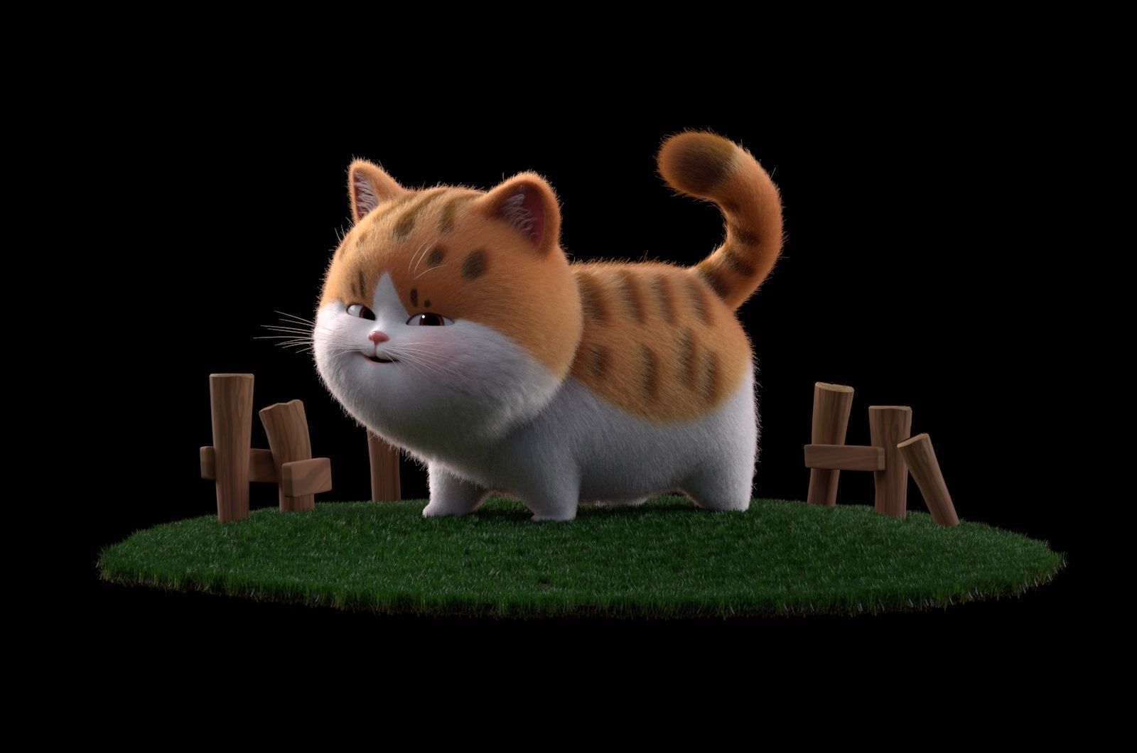 Cartoon cute fat cat 3D model_1