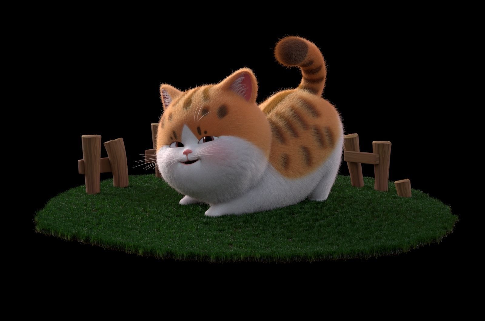 Cartoon cute fat cat 3D model_4