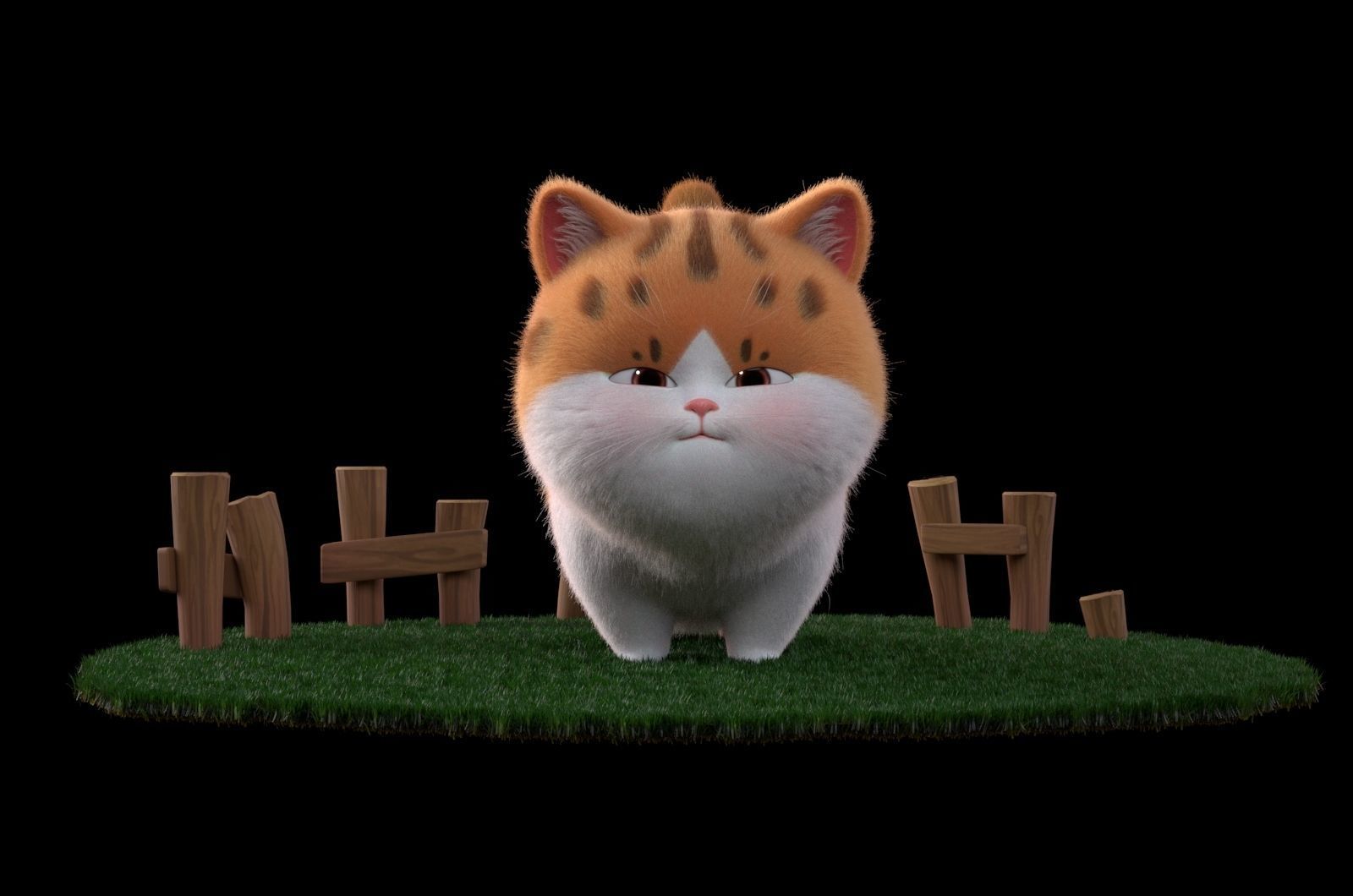 Cartoon cute fat cat 3D model_5