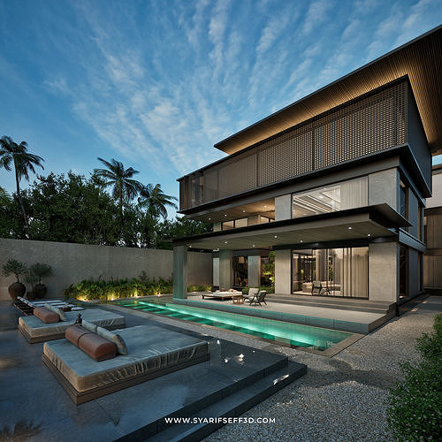 Modern House Design - Lumiere Maison 3D model 3