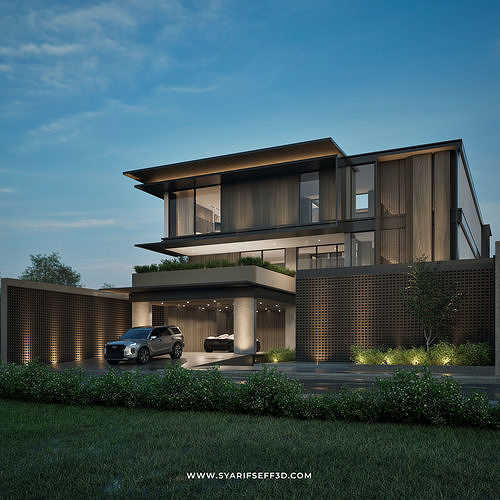 Modern House Design - Lumiere Maison 3D model 2