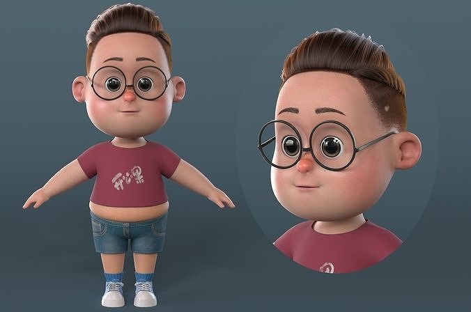Cute cartoon boy chubby pier 3D model