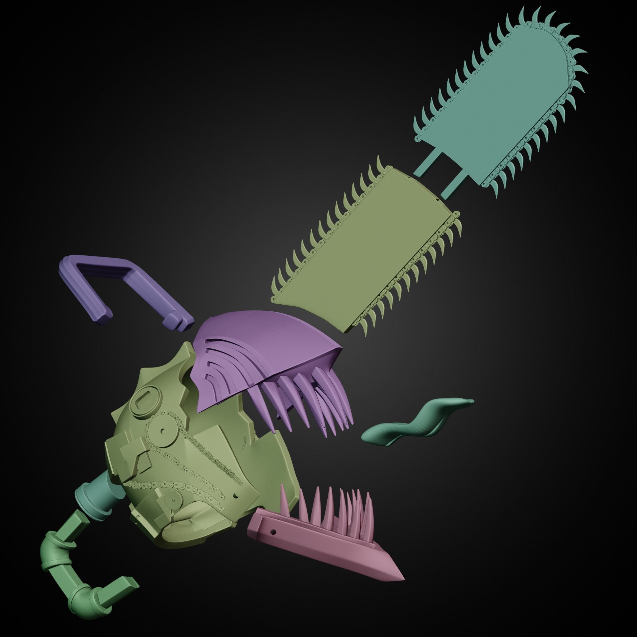 Chainsaw Man Helmet for Cosplay 3D print model_26