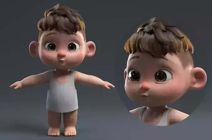 Cute cartoon boy meat toot toot