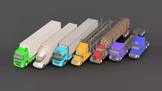  Low-poly Truck Pack Low-poly 3D model