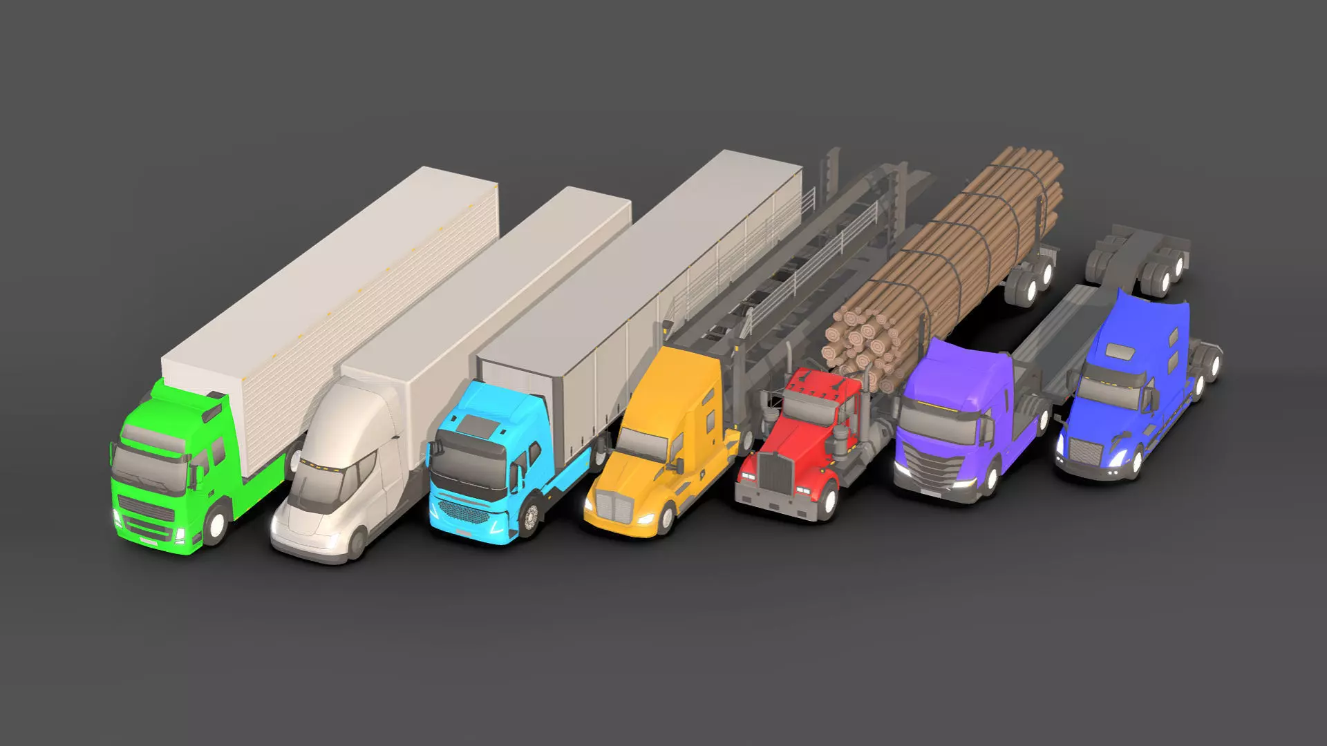  Low-poly Truck Pack Low-poly 3D model_0