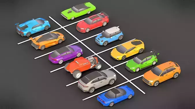  3D Low-poly Car Pack model