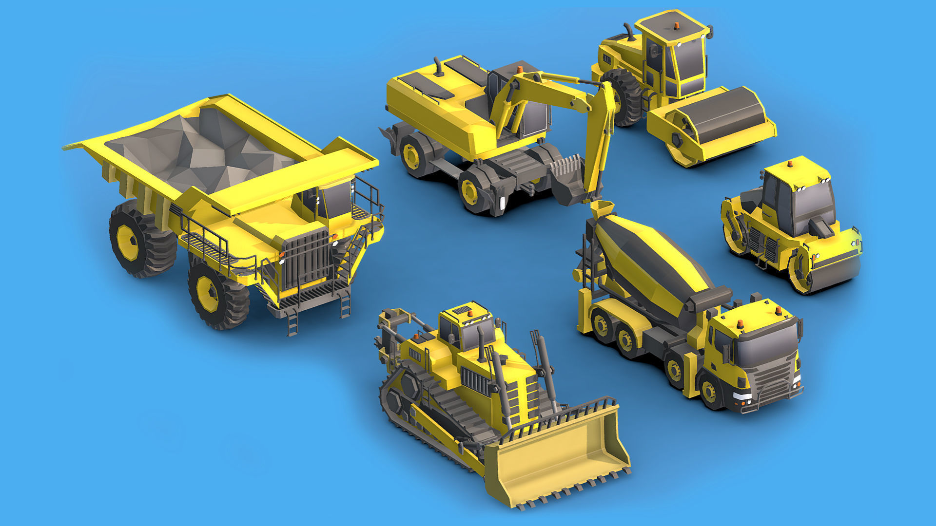 Collection Construction Vehicles Low- Poly Low-poly 3D model_2