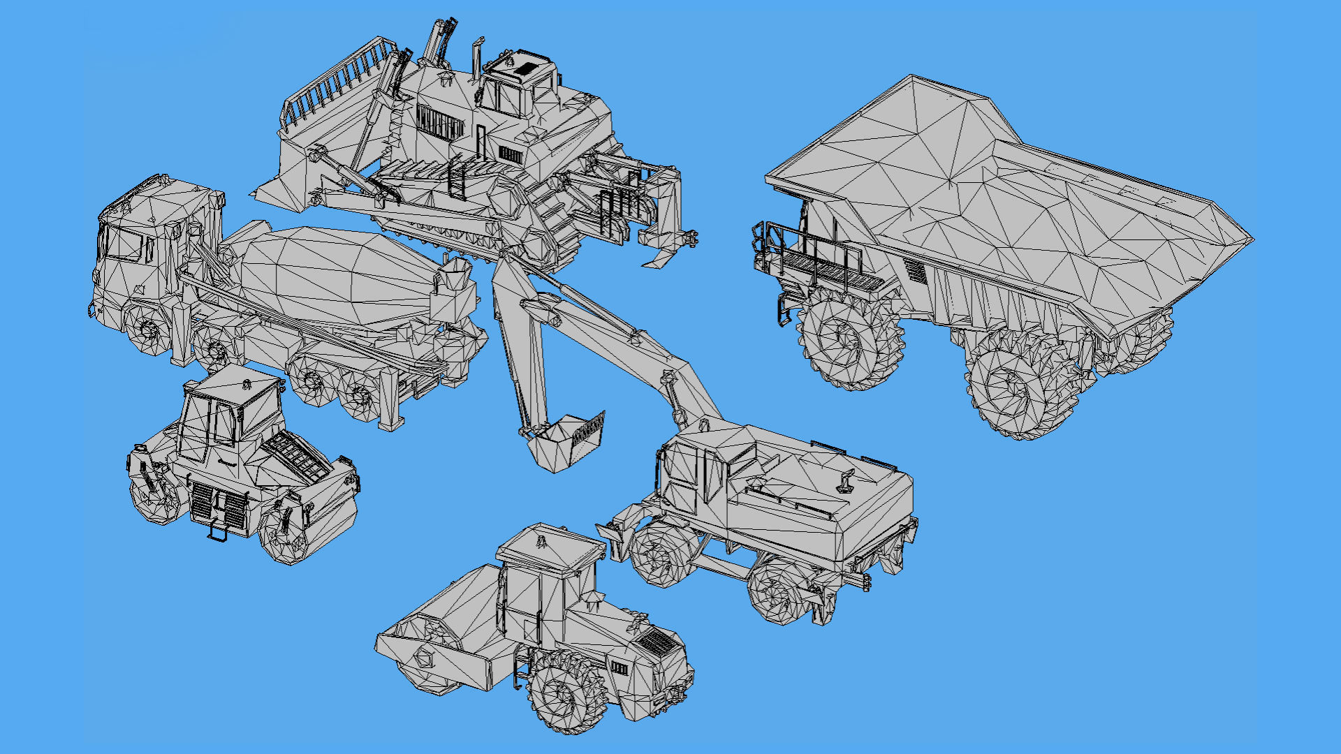 Collection Construction Vehicles Low- Poly Low-poly 3D model_6