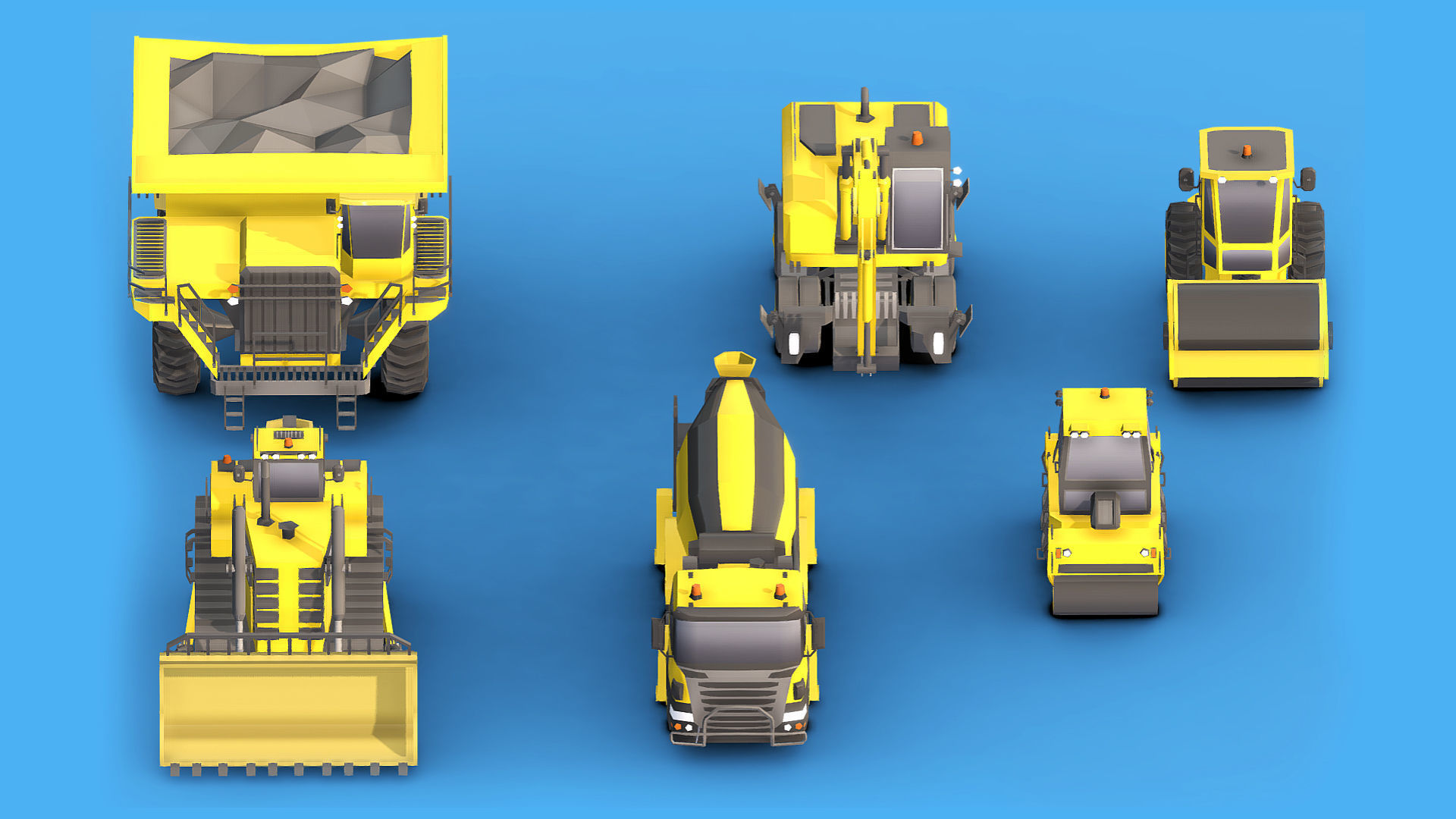 Collection Construction Vehicles Low- Poly Low-poly 3D model_1