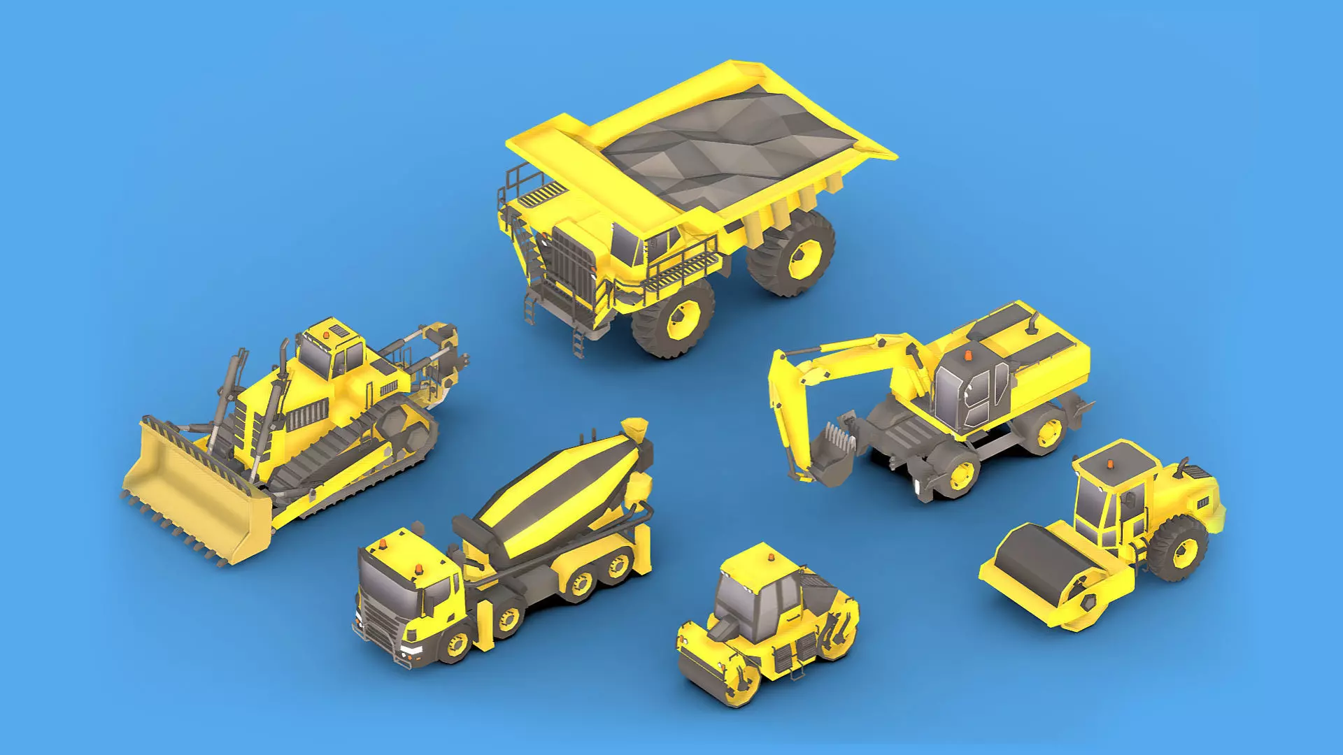 Collection Construction Vehicles Low- Poly Low-poly 3D model_0