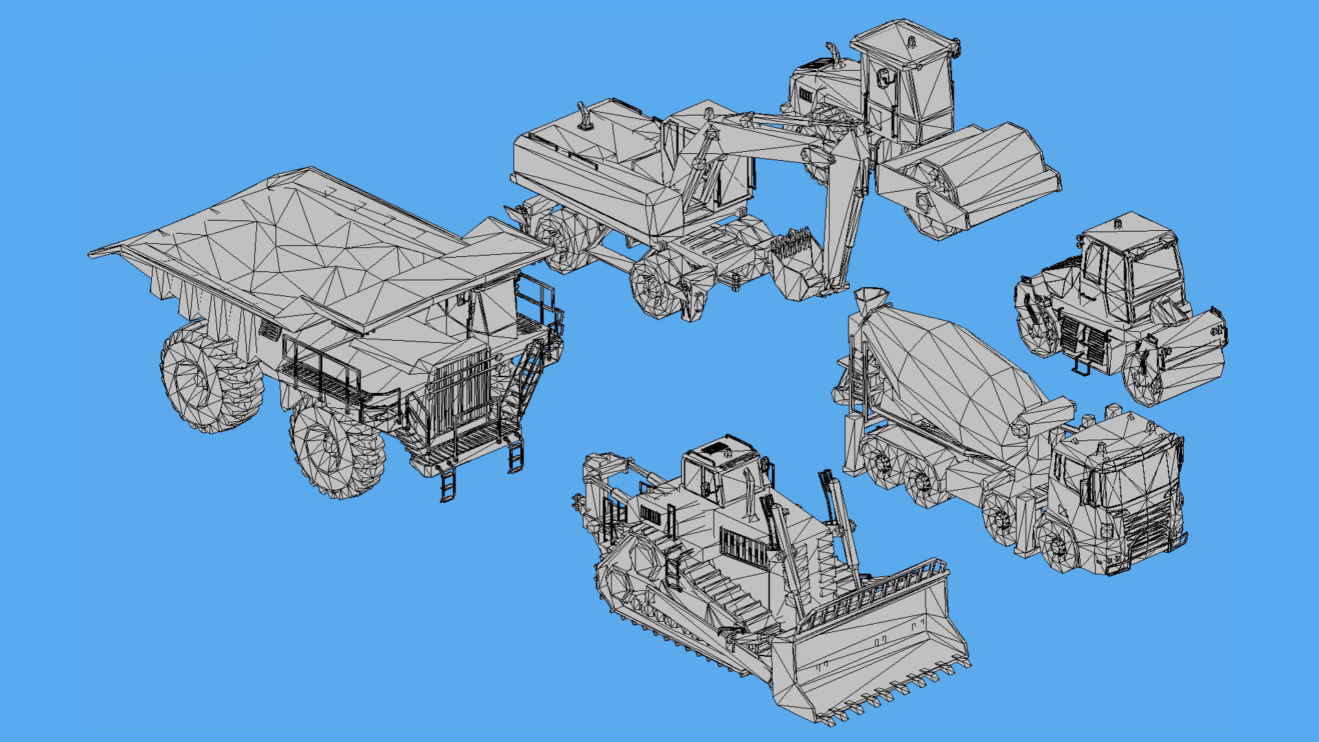 Collection Construction Vehicles Low- Poly Low-poly 3D model_5