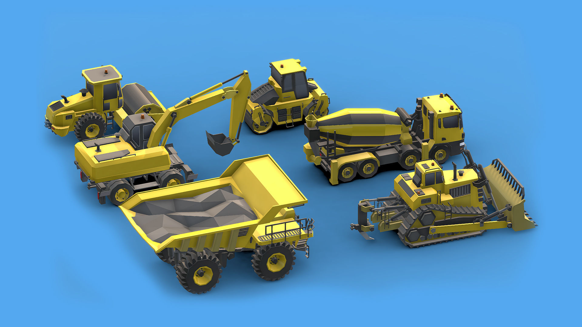 Collection Construction Vehicles Low- Poly Low-poly 3D model_3