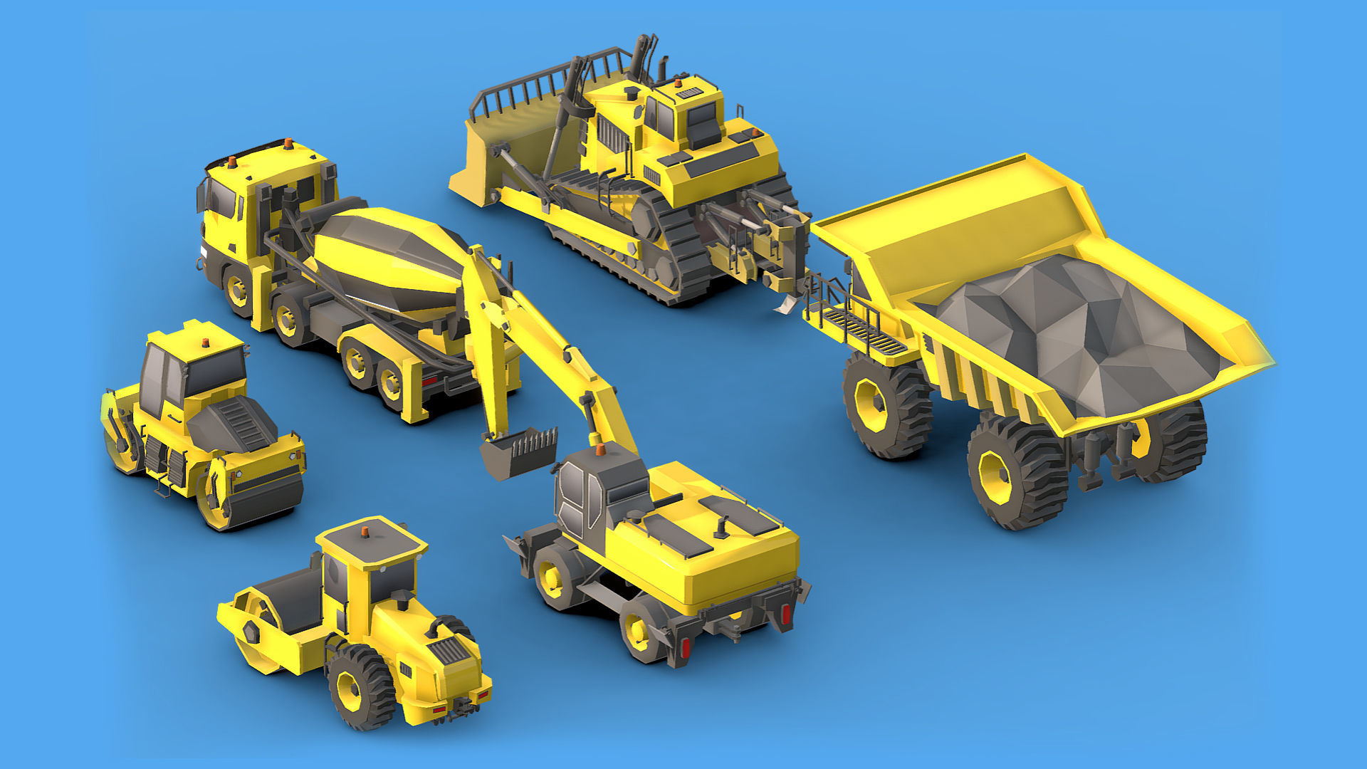 Collection Construction Vehicles Low- Poly Low-poly 3D model_4
