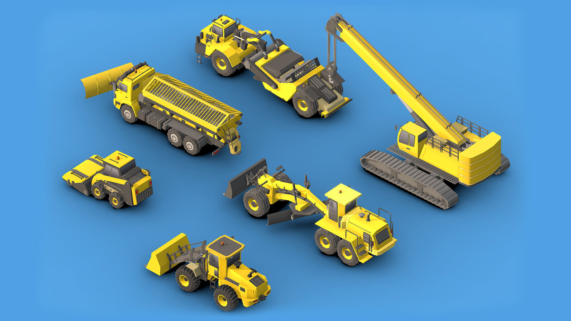 Collection Construction Vehicles Low- Poly 2 Low-poly 3D model_2
