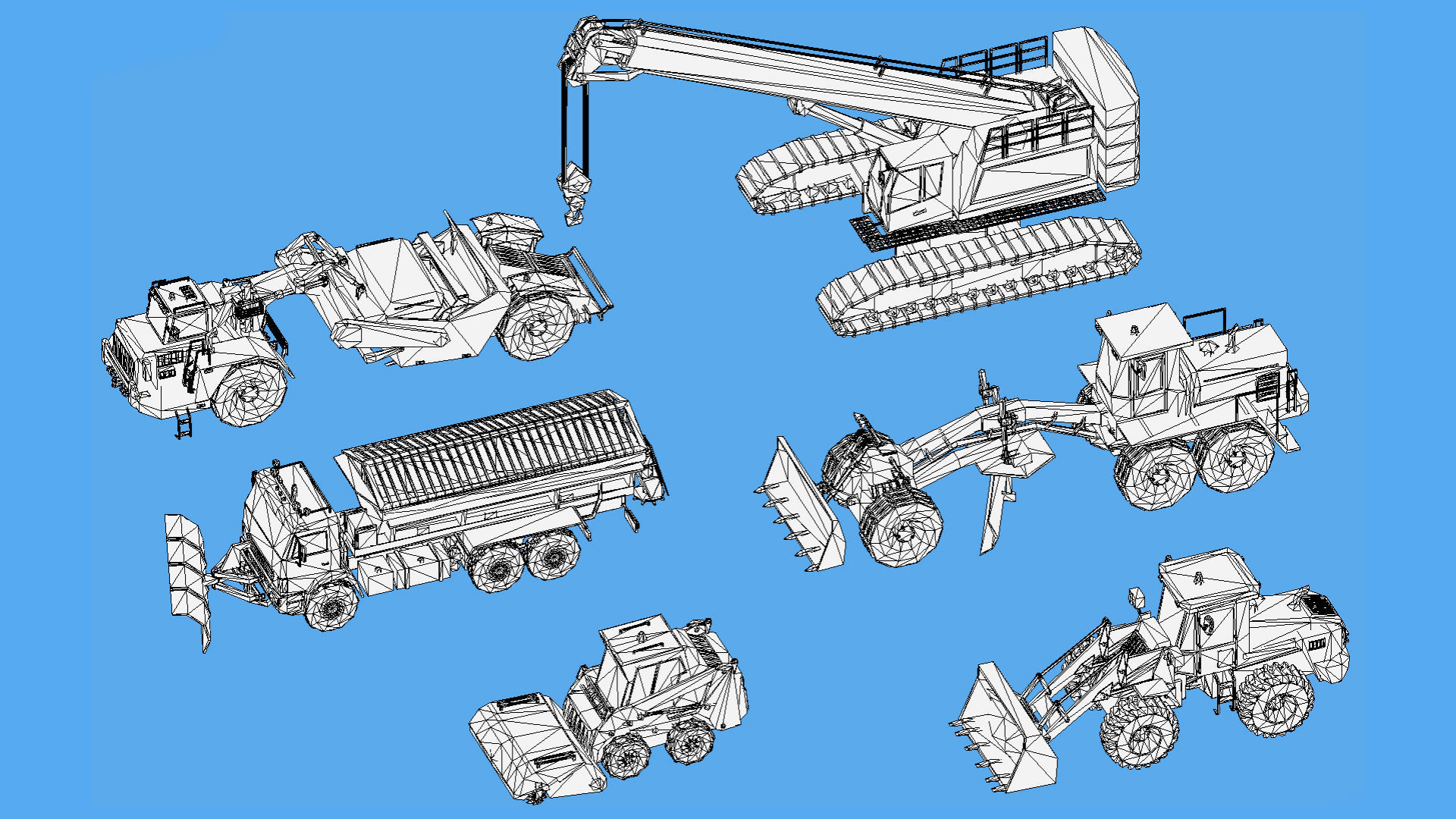 Collection Construction Vehicles Low- Poly 2 Low-poly 3D model_5