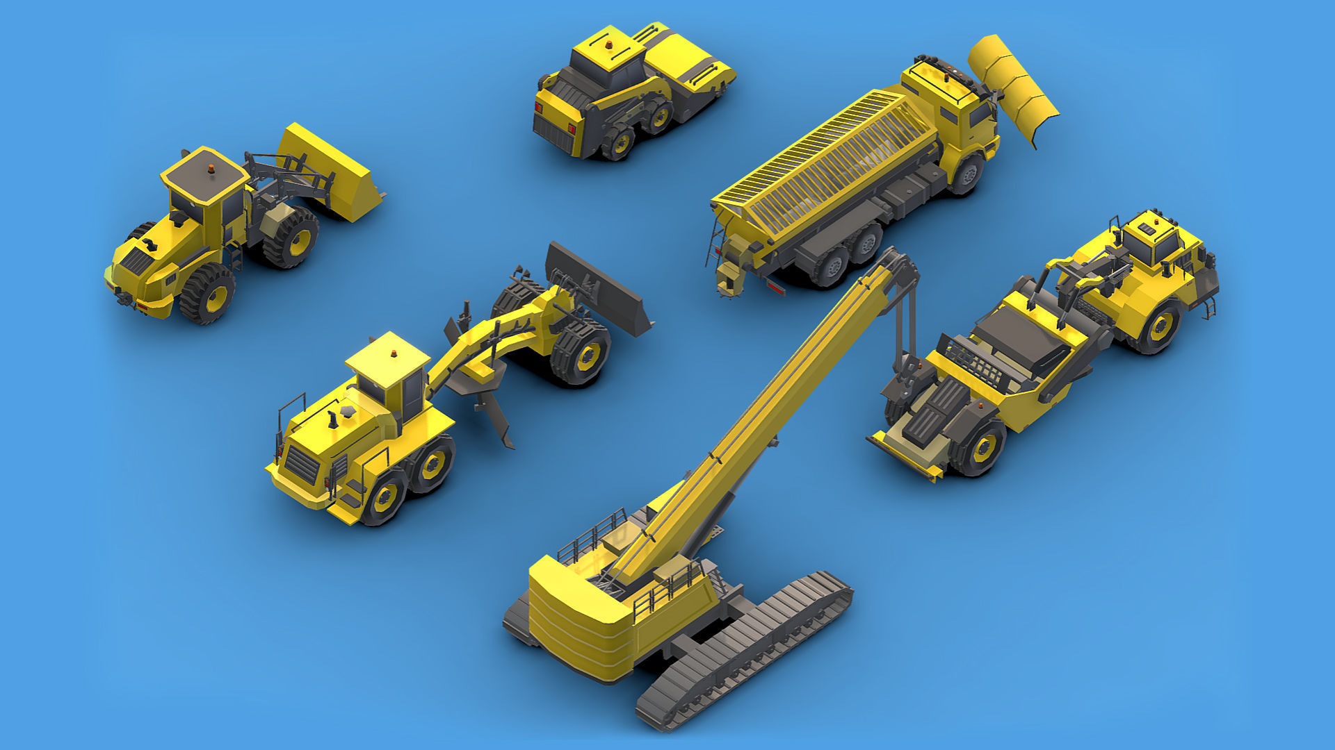 Collection Construction Vehicles Low- Poly 2 Low-poly 3D model_3