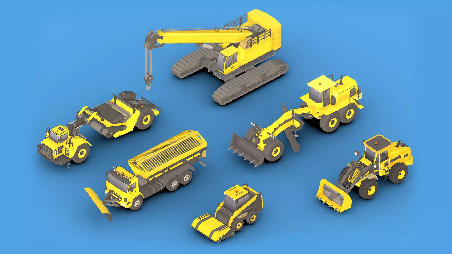 Collection Construction Vehicles Low- Poly 2 Low-poly 3D model_0