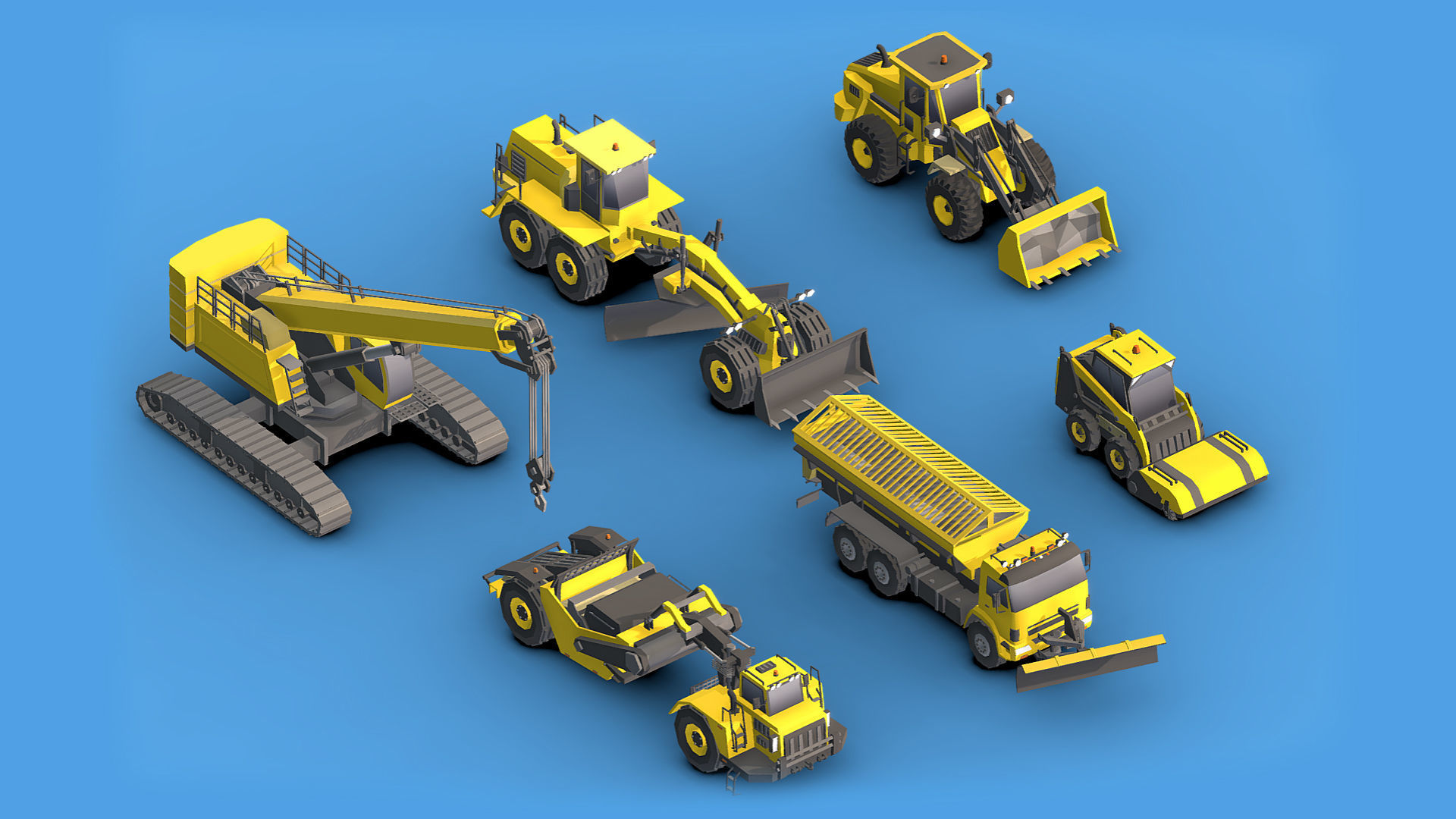Collection Construction Vehicles Low- Poly 2 Low-poly 3D model_1
