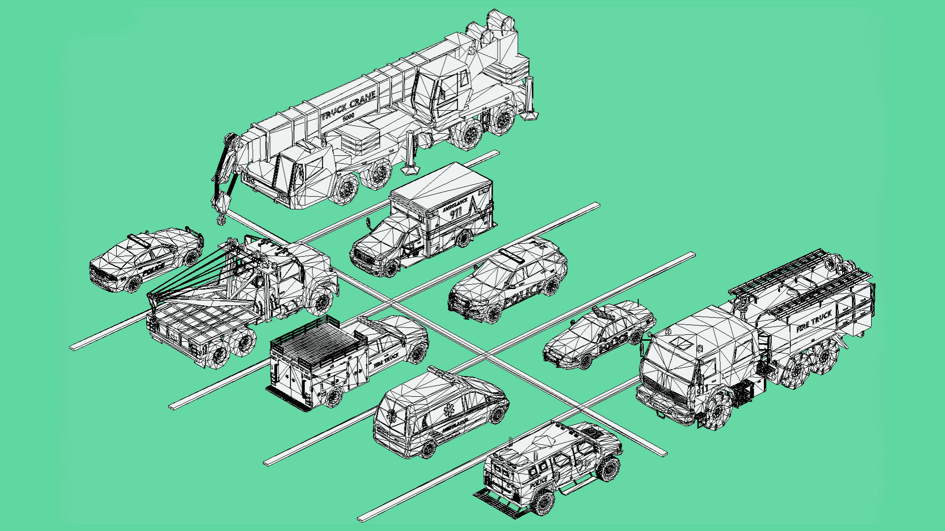 Emergency Vehicles Pack Low- Poly Low-poly 3D model_5