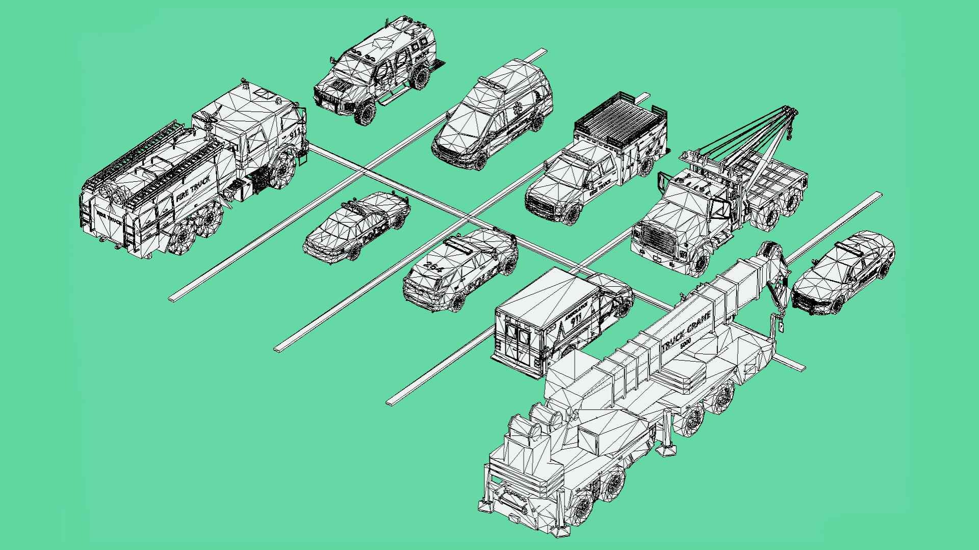 Emergency Vehicles Pack Low- Poly Low-poly 3D model_6