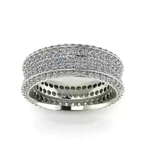 Wide Pave Ring - Eternity Band -  5 round diamond rows