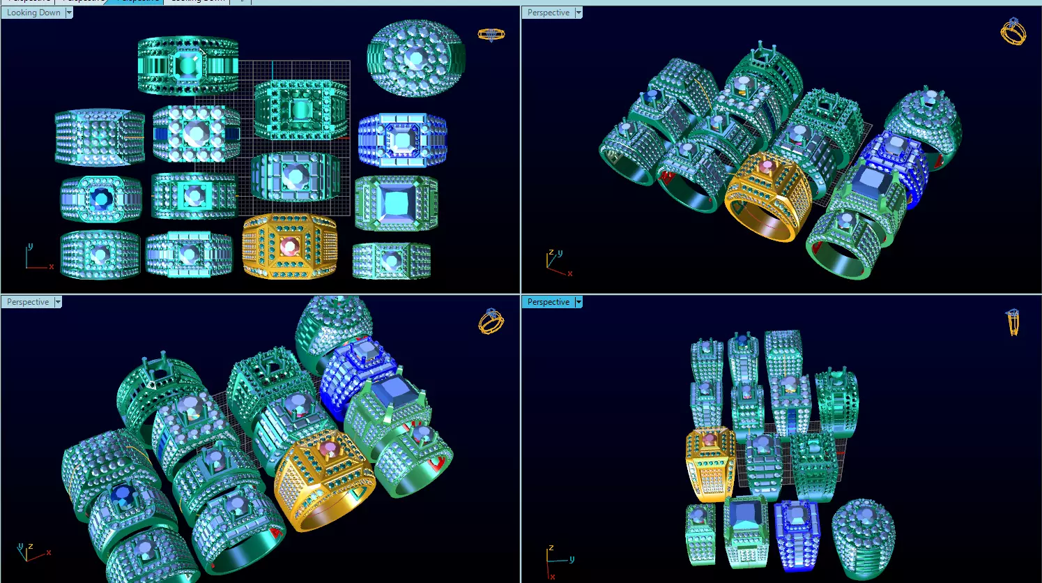 men ring diamond  3D print model_0