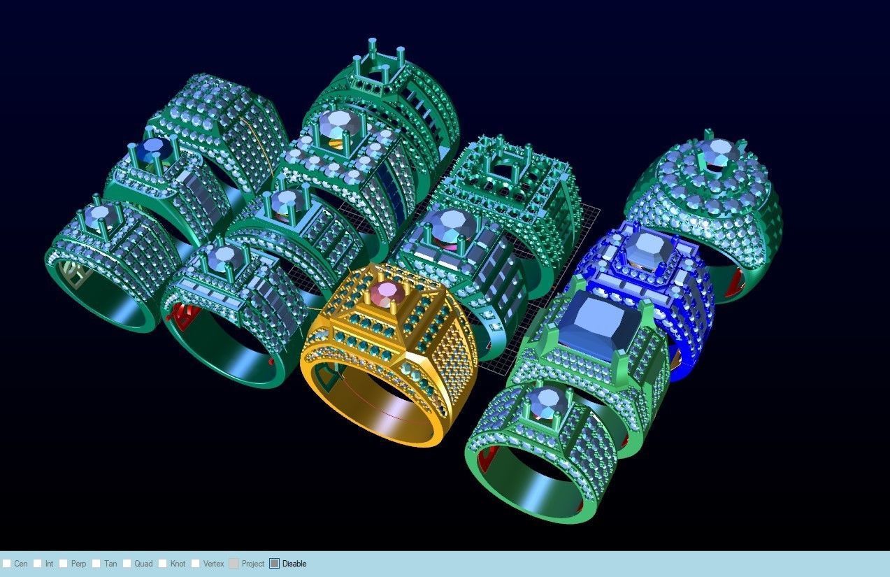 men ring diamond  3D print model_2