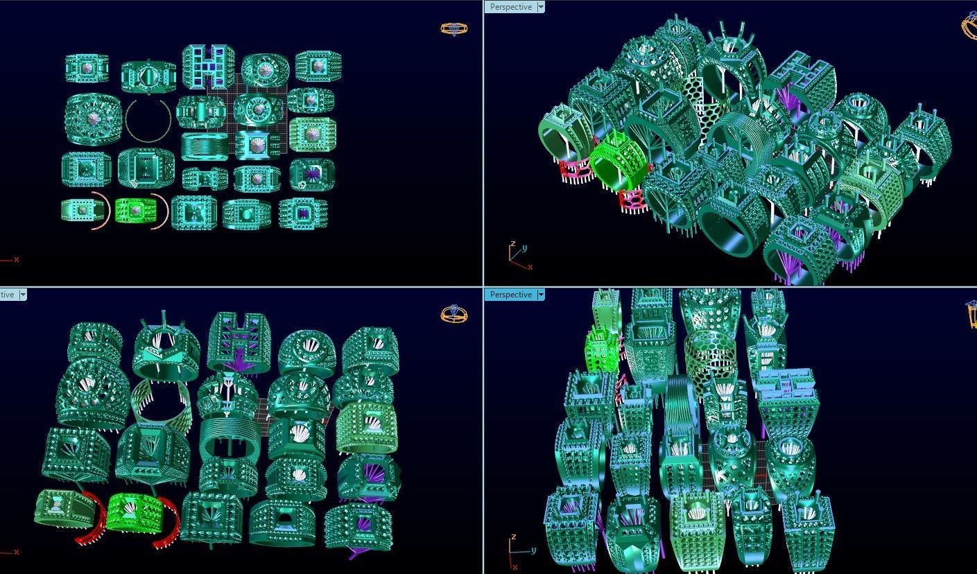 men ring diamond  3D print model_3