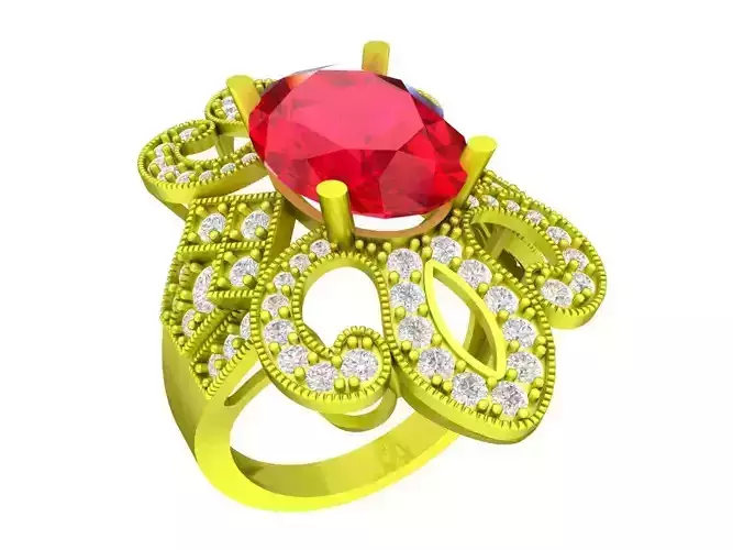 A7602 Luxury Asian Style Diamond Women Ring 3D print model