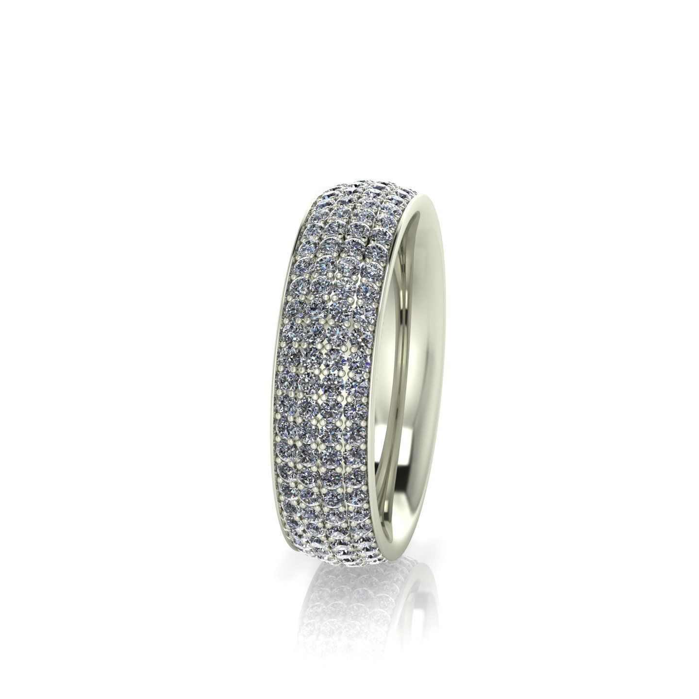 Wide Pave Ring - Eternity Band - 4 round diamond rows 3D print model_3