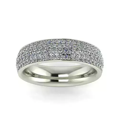 Wide Pave Ring - Eternity Band -  4 round diamond rows