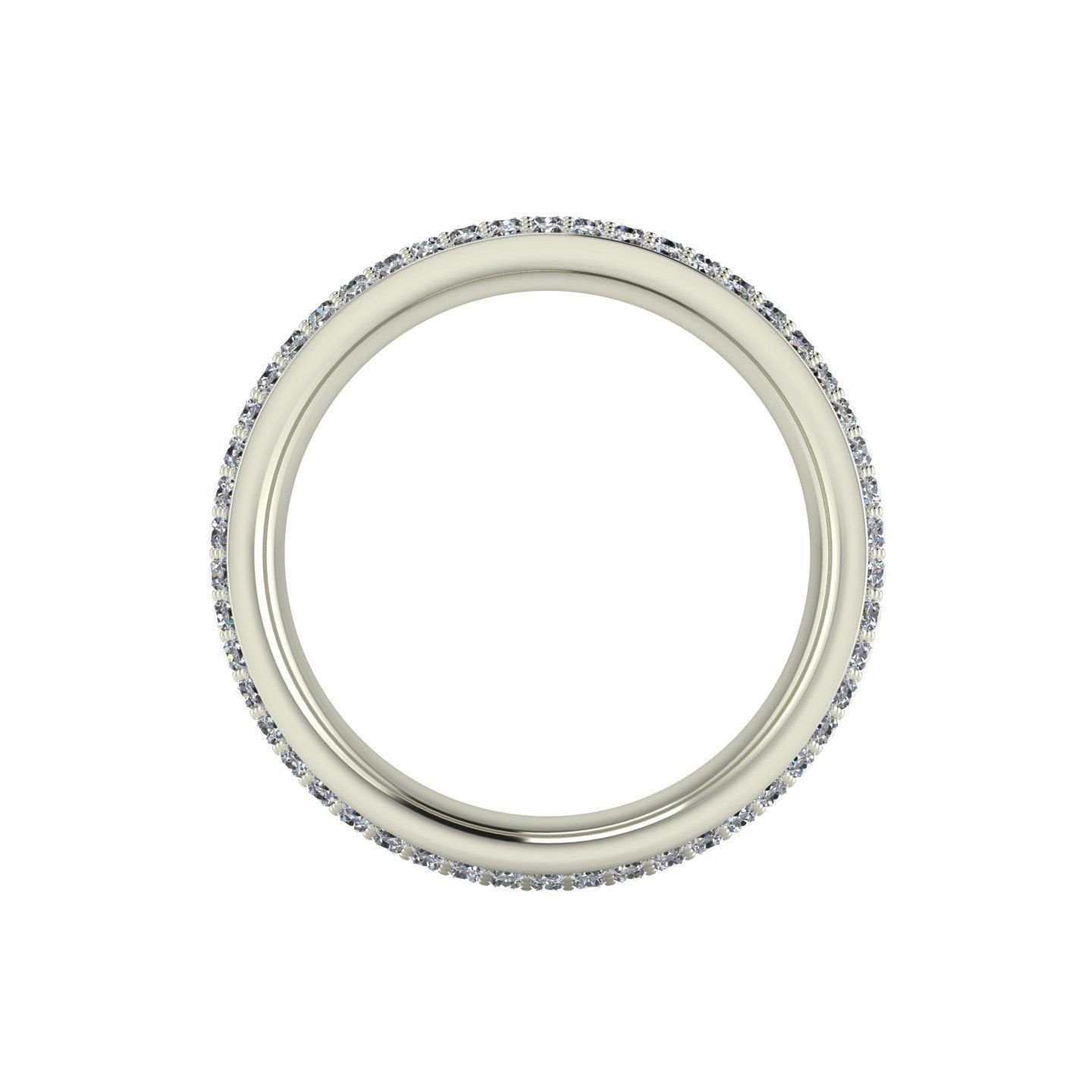 Wide Pave Ring - Eternity Band - 4 round diamond rows 3D print model_5
