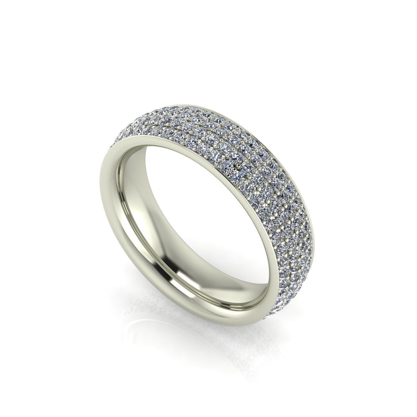 Wide Pave Ring - Eternity Band - 4 round diamond rows 3D print model_1