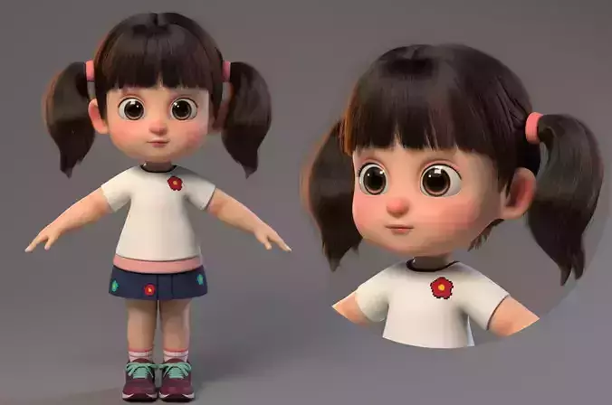 Cute cartoon girl sister