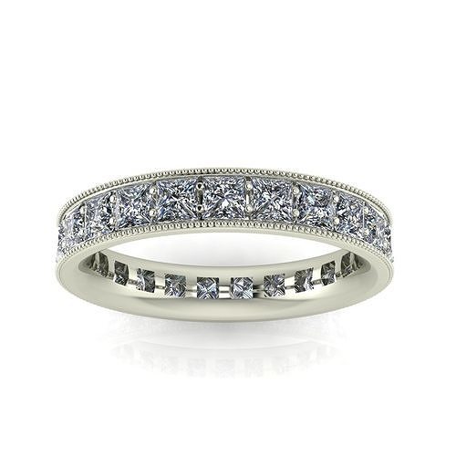 Milgrain Eternity Band - Princess Cut Ring 3D print model