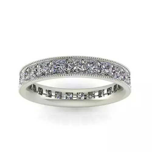 Milgrain Eternity Band - Princess Cut Ring
