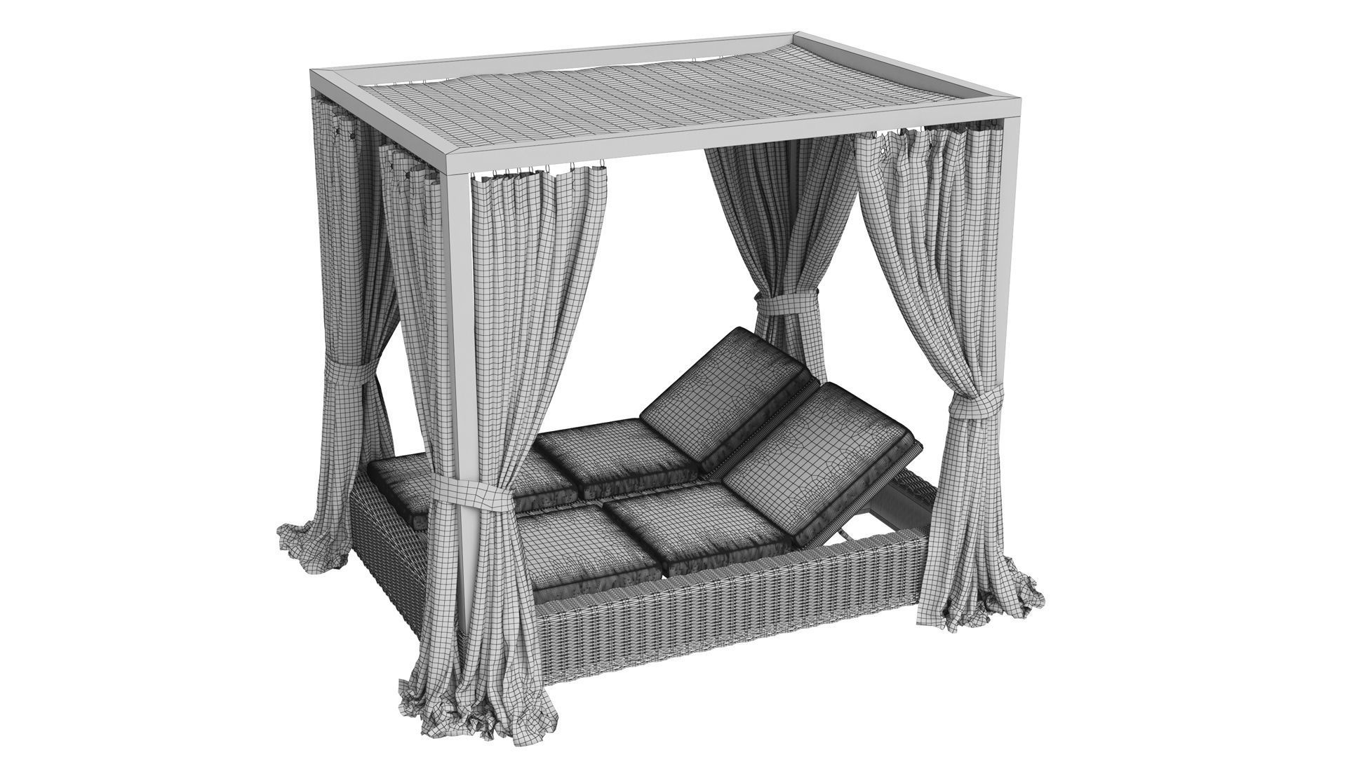 Restoration Hardware Provence Canopy Double Chaise 3D model_8