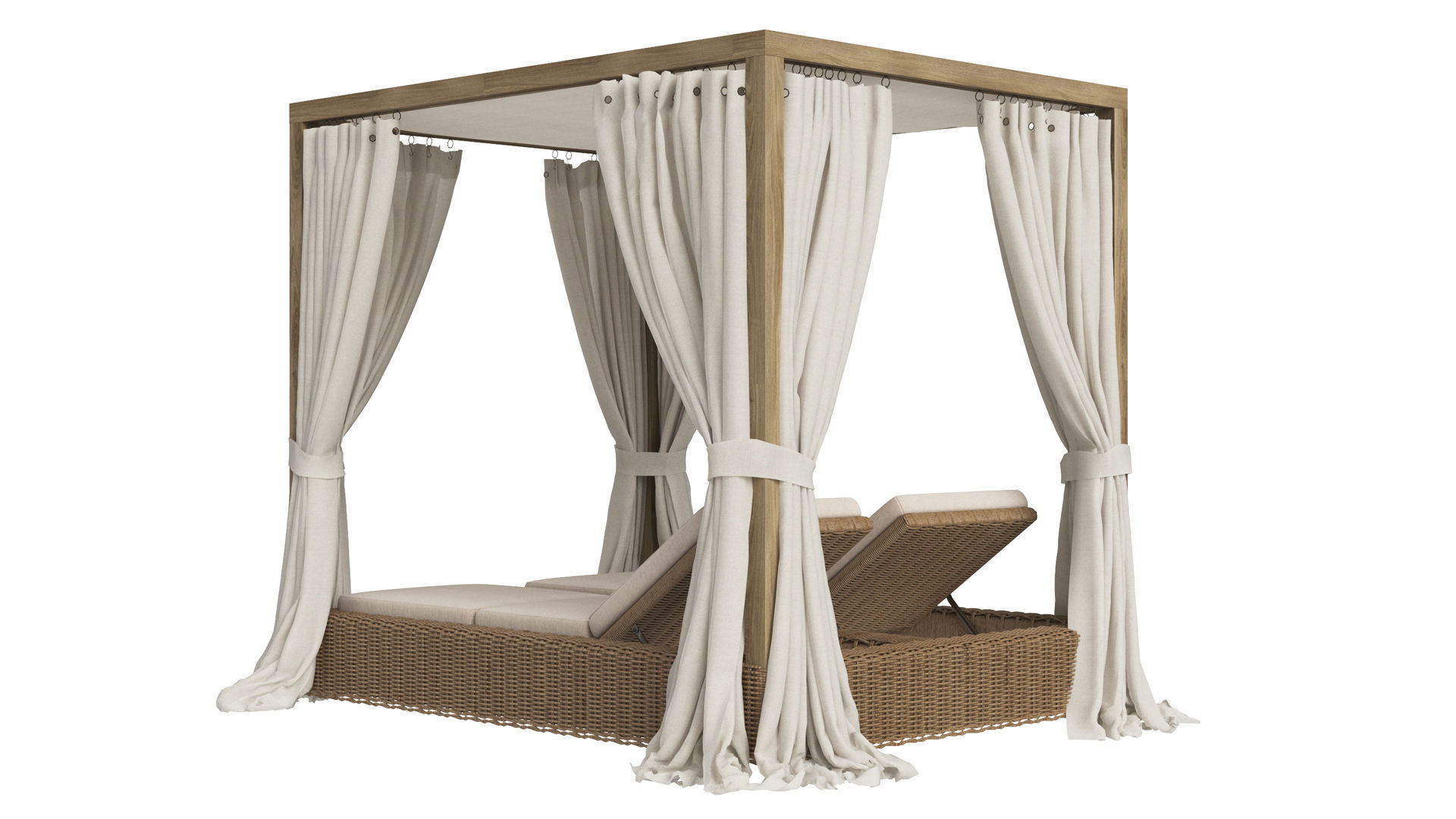 Restoration Hardware Provence Canopy Double Chaise 3D model_2