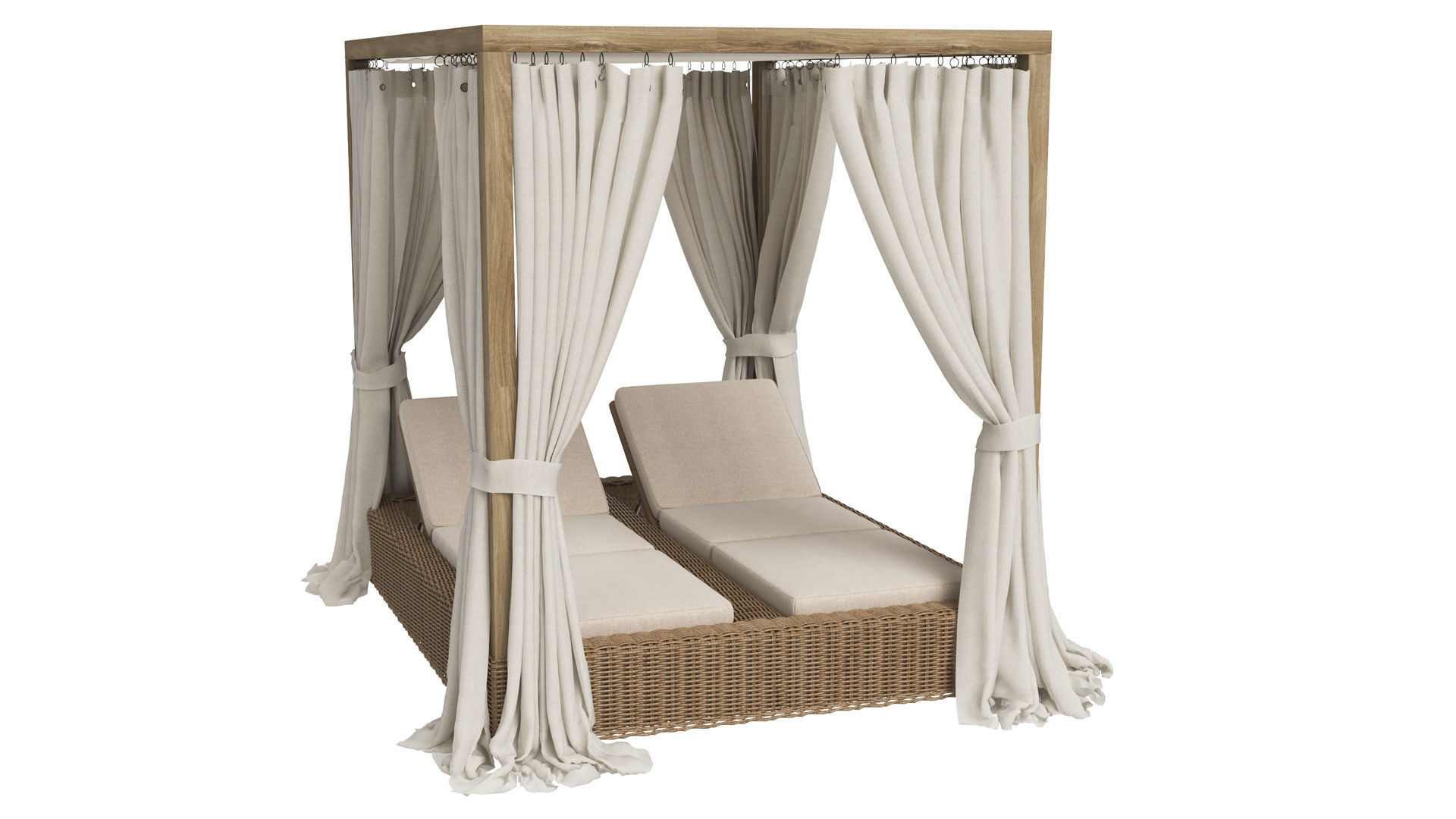 Restoration Hardware Provence Canopy Double Chaise 3D model_5