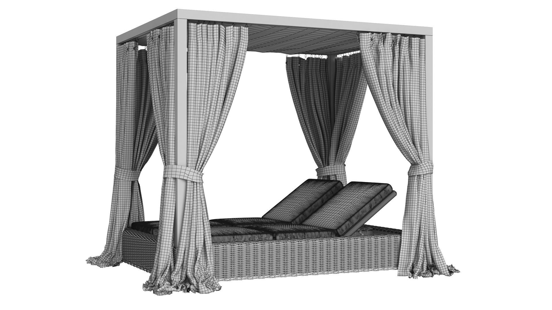 Restoration Hardware Provence Canopy Double Chaise 3D model_7