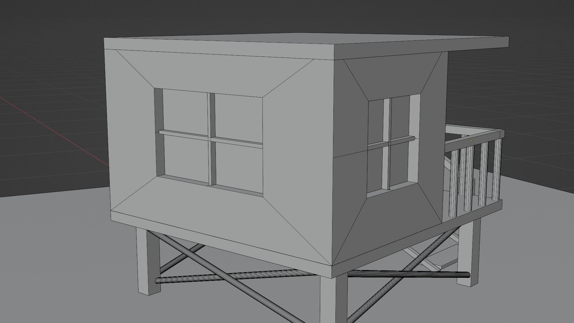 3D wooden cabin or beach hut game ready Free low-poly 3D model_6