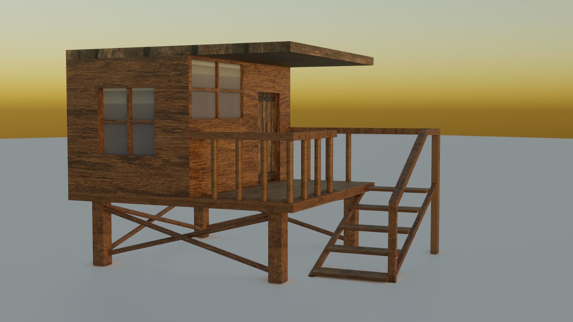 3D wooden cabin or beach hut game ready Free low-poly 3D model_3