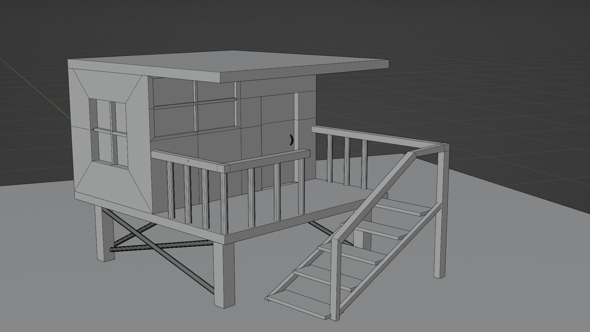 3D wooden cabin or beach hut game ready Free low-poly 3D model_5