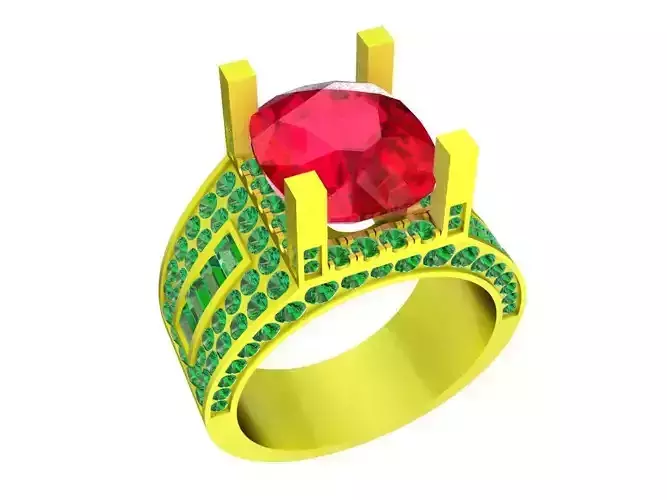 7312 korean style Cushion diamond men ring