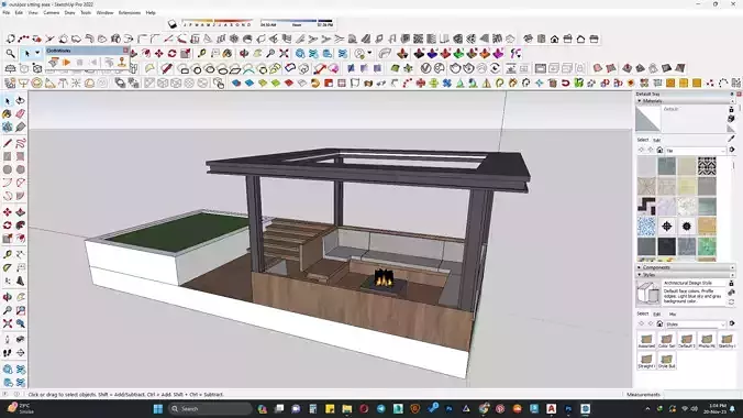 Outdoor sitting along with pargola