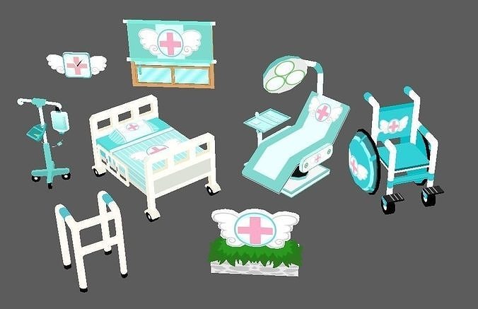medical furniture  Low-poly 3D model