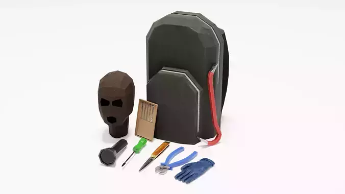 Robber 3D Lowpoly Asset Pack Free low-poly 3D model