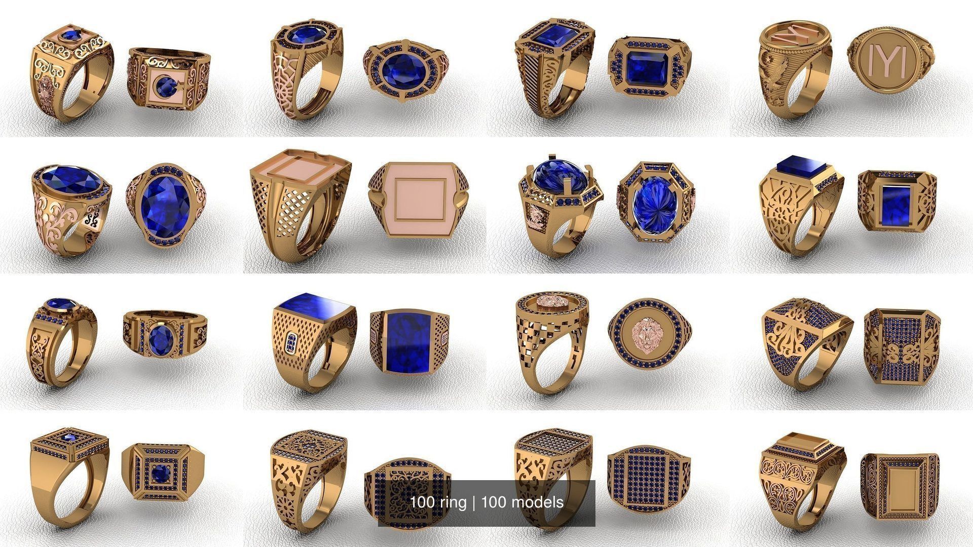 100 ring 3D Model Collection_10