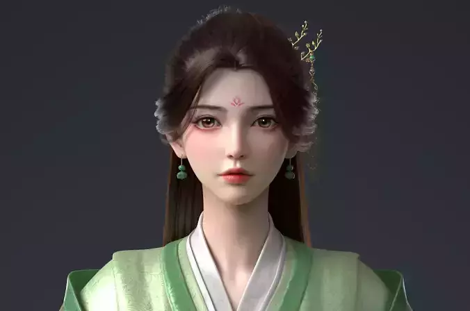 Beauty in ancient costume   beautiful virtual human
